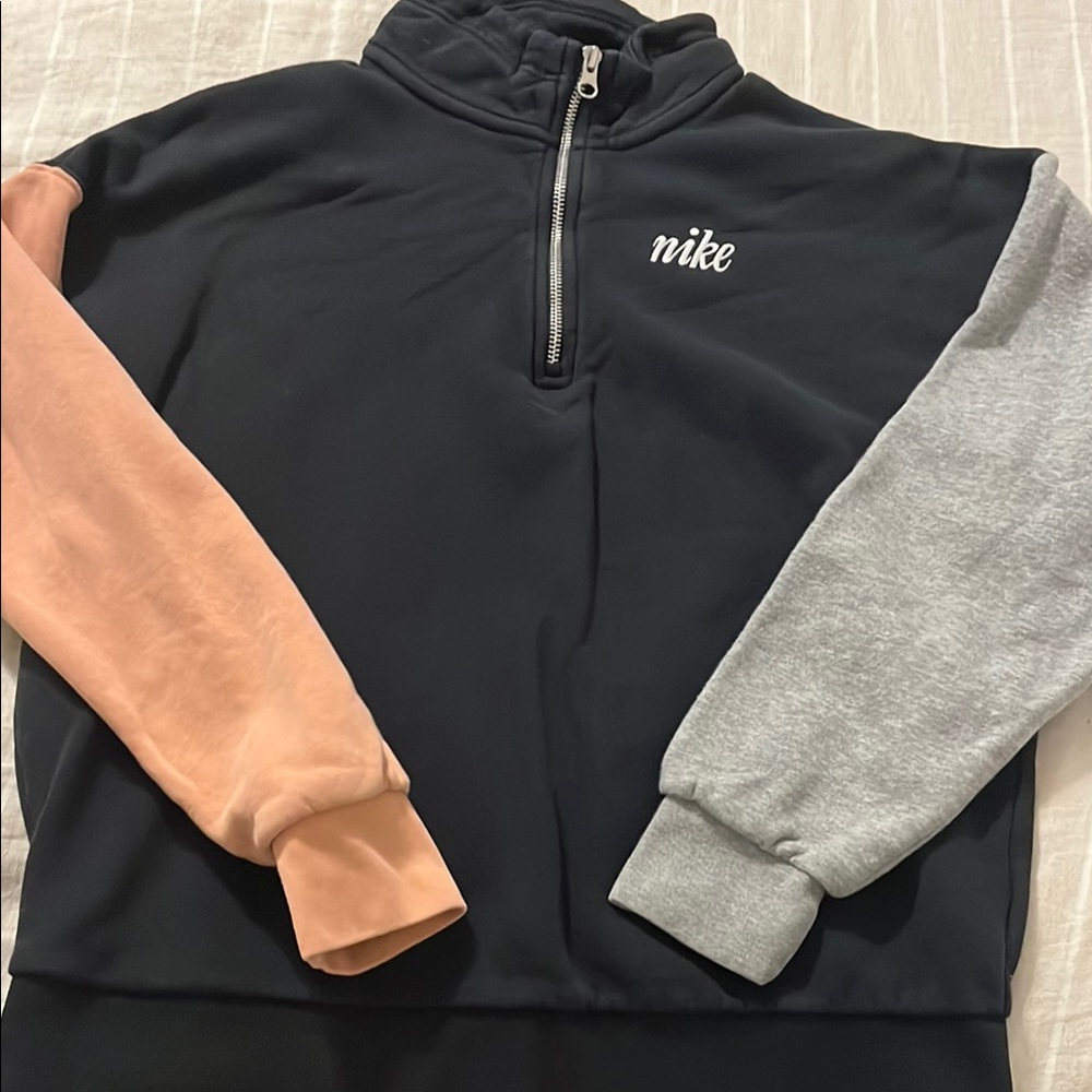 Nike Black Quarter-Zip with Coral and Gray Sleeves